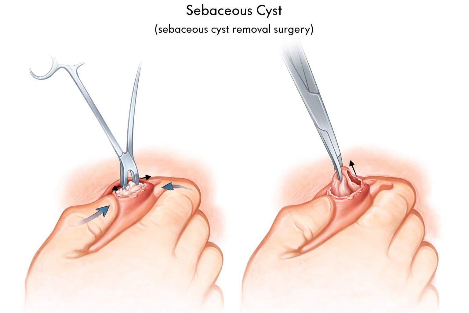 Sebaceous cyst removal procedure illustrated