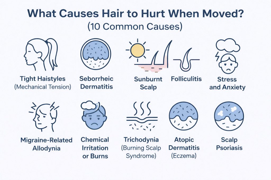 What causes scalp pain when moving?