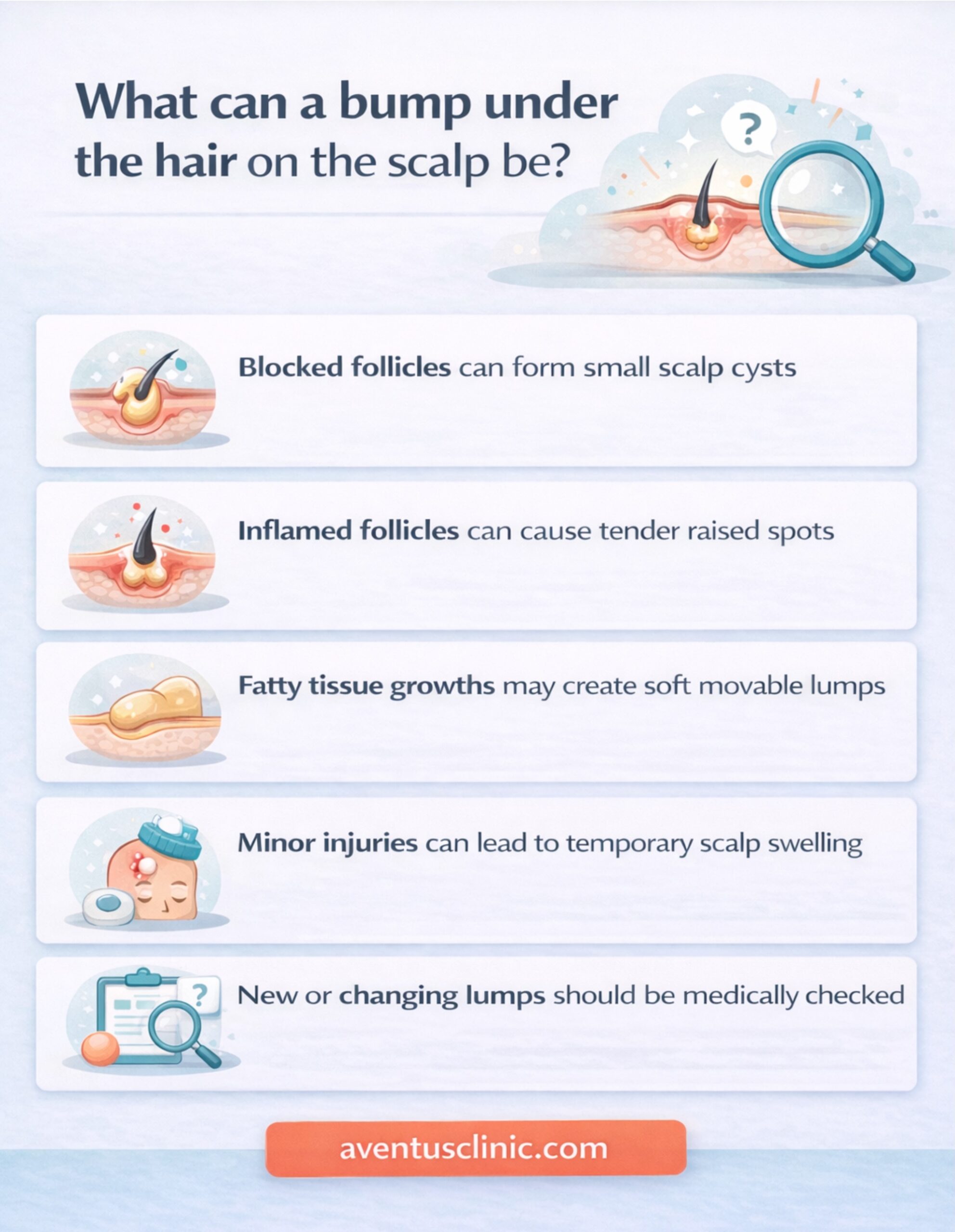 what can a bump under the hair on the scalp be