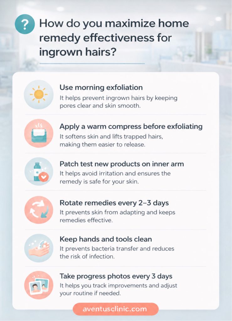 how do you maximize home remedy effectiveness for ingrown hair