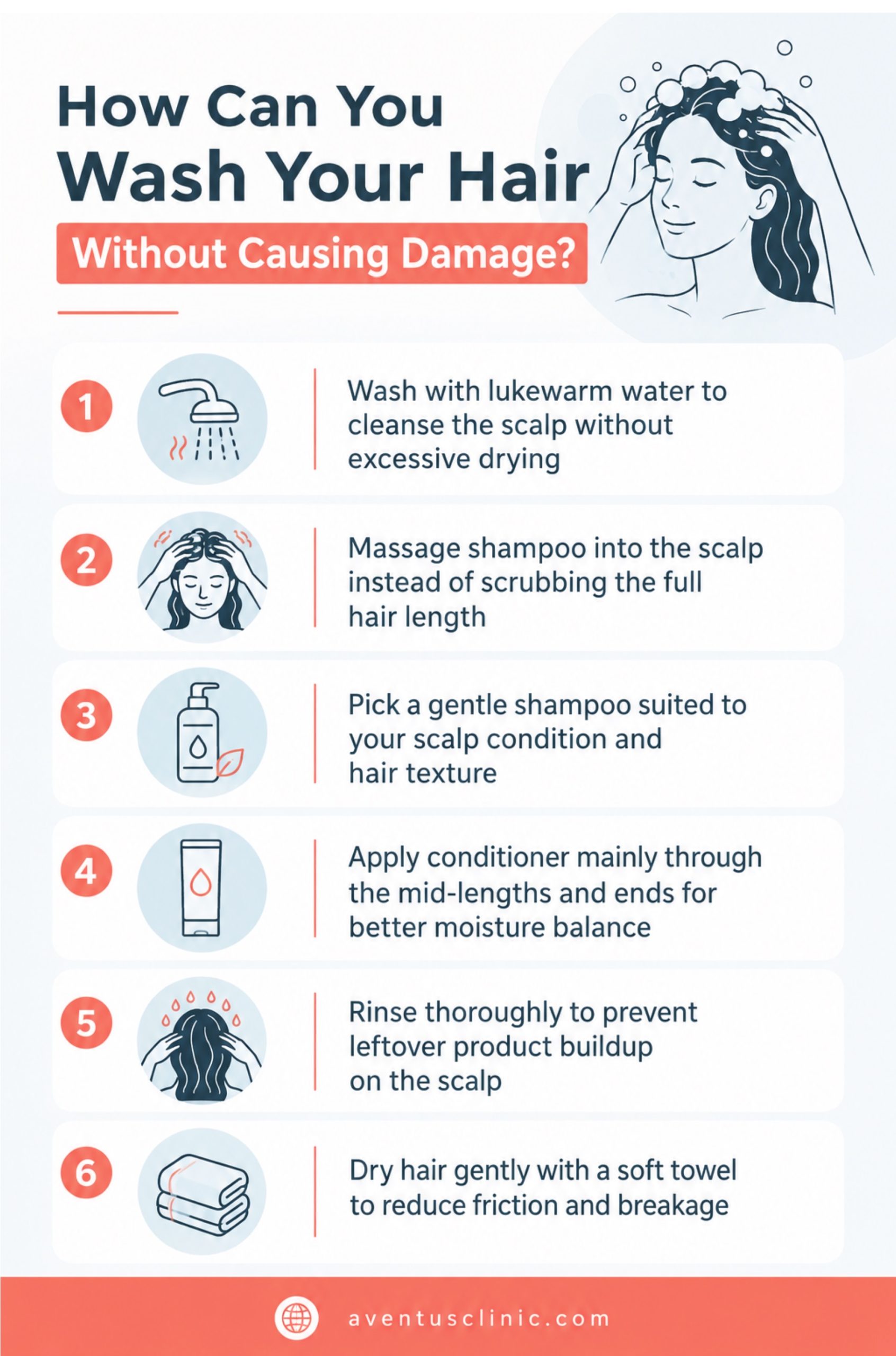 How can you wash your hair without causing damage
