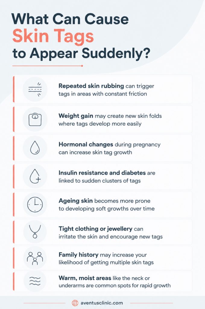 What can cause skin tags to appear suddenly