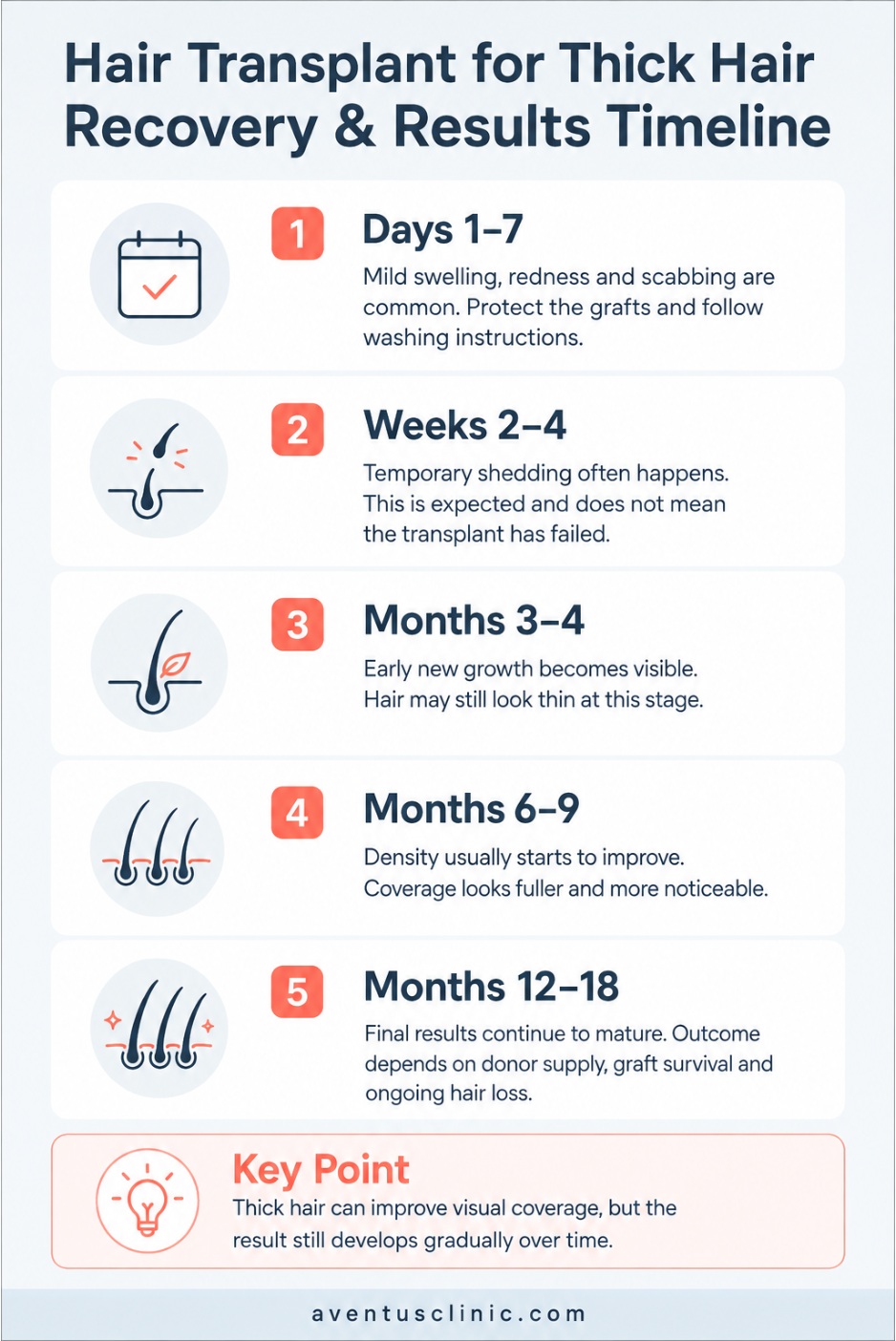 Hair transplant for thick hair recovery and results timeline
