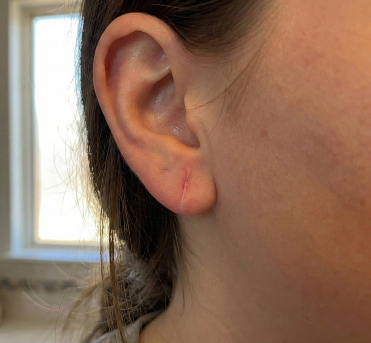 after treatment split ear lobe 2