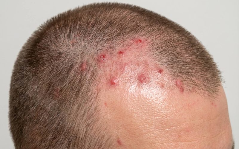 red sports on scalp